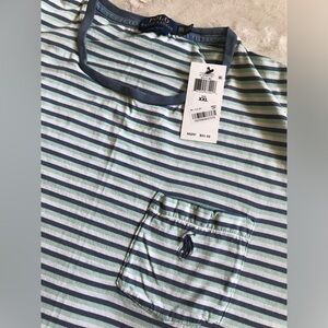 Polo Ralph Lauren Cape Weathered Azure and White Striped T-Shirt Pocke